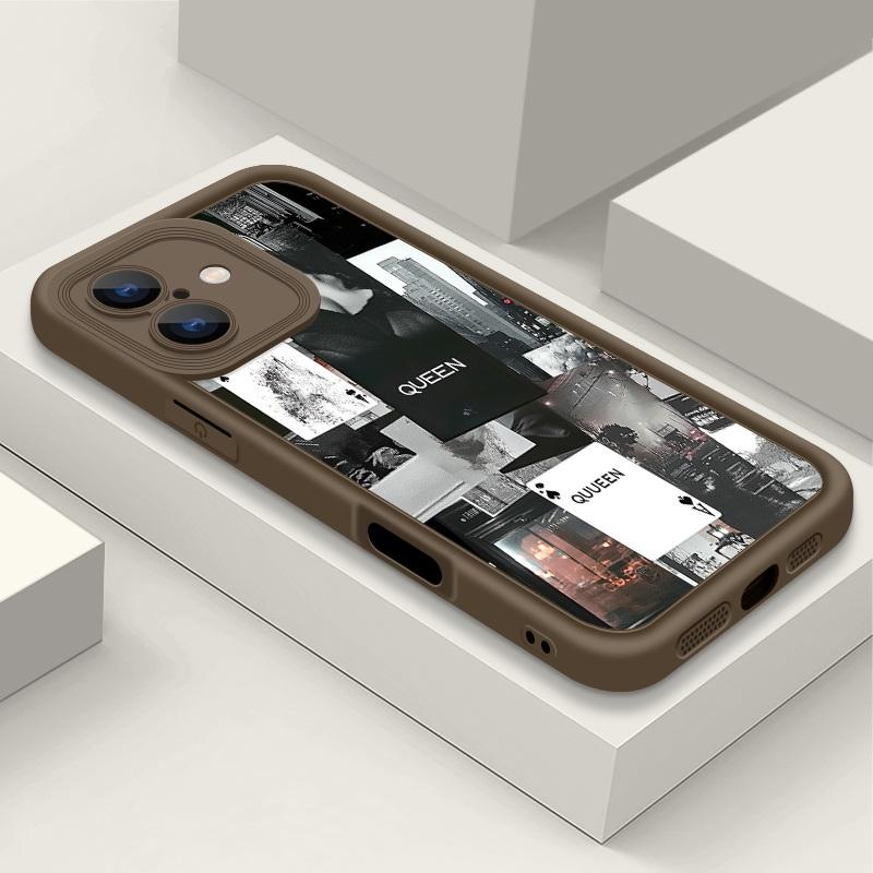 Чехол для iPhone 16 Pro Max 15 Pro 14 Plus 13 12 11 XS XR 8 7 с рисунком туза пик и королевы, противоударный, мягкий, из силикона, матовый, из ТПУ