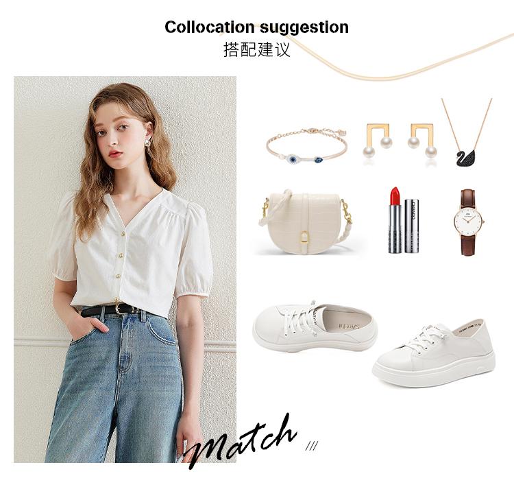 Cowhide Lightweight White Shoes with Minimalist Style