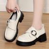 6cm British Style Deep Mouth Buckle Thick Bottom Platform Shoes Women Loafers 2025 Spring Med Block Heels Shoes Leather Office