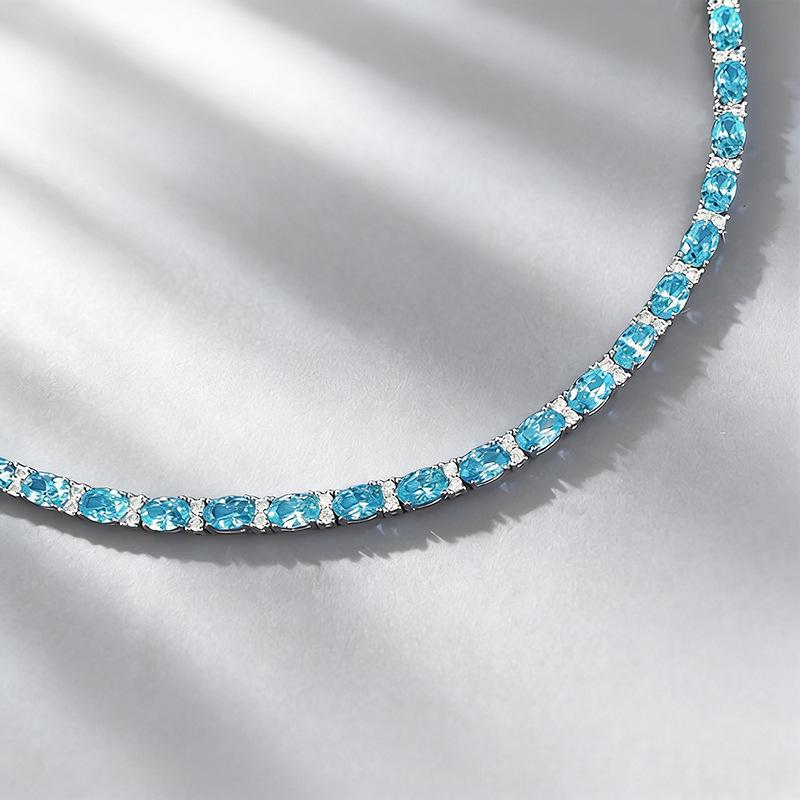 Xian Can Jewelry Браслет из серебра S925 с бриллиантами высокой чистоты и роскошным аквамарином