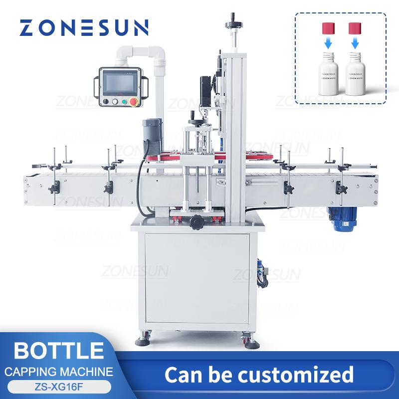 ZONESUN ZS-XG16F Automatic Plastic Lid F-Style Gallon Jug Lubricating Oil Bottle Screw Capping Machine