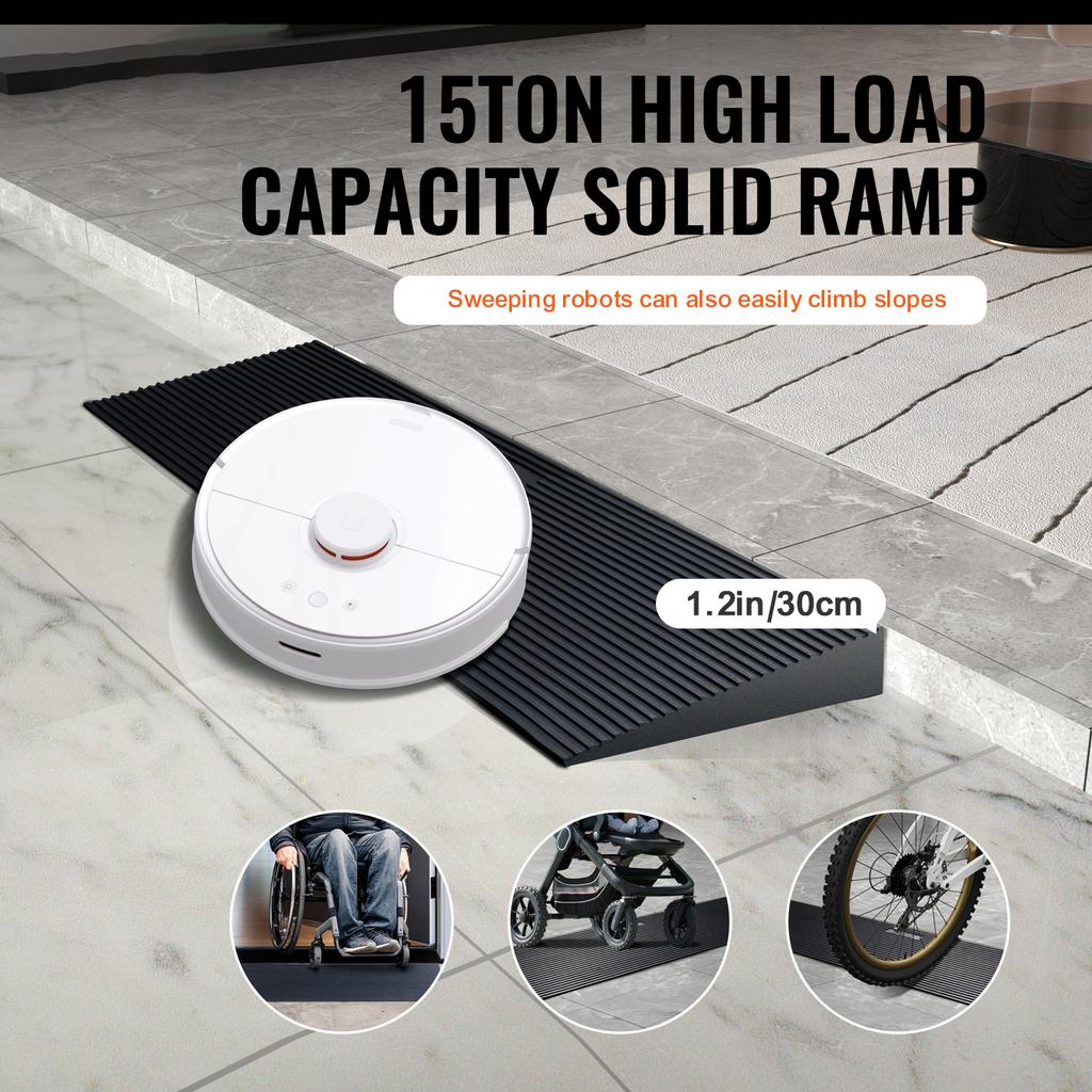 SucceBuy 1.2" Rise Threshold Ramp Cuttable Natural Rubber Wheelchair Ramp Scooter with Double-Sided Tape for Doorways Driveways