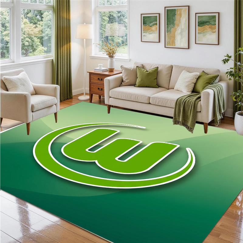 VfL Wolfsburg FC Design Crystal Velvet Rug Soft Decorative Mat for Bedroom Entrance