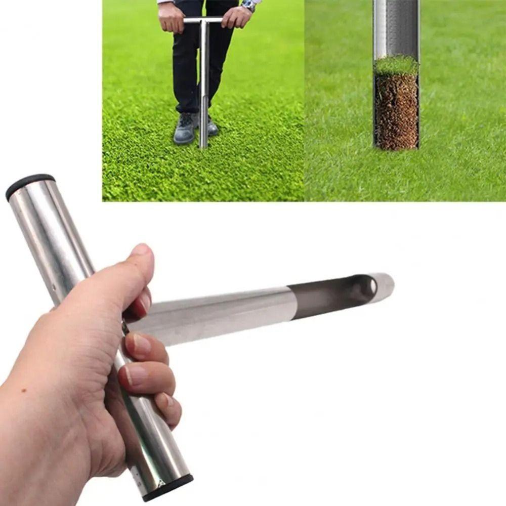 Stainless Steel Soil Probe T-Handle Soil Test Kit Professional Pushing Tool Gardening