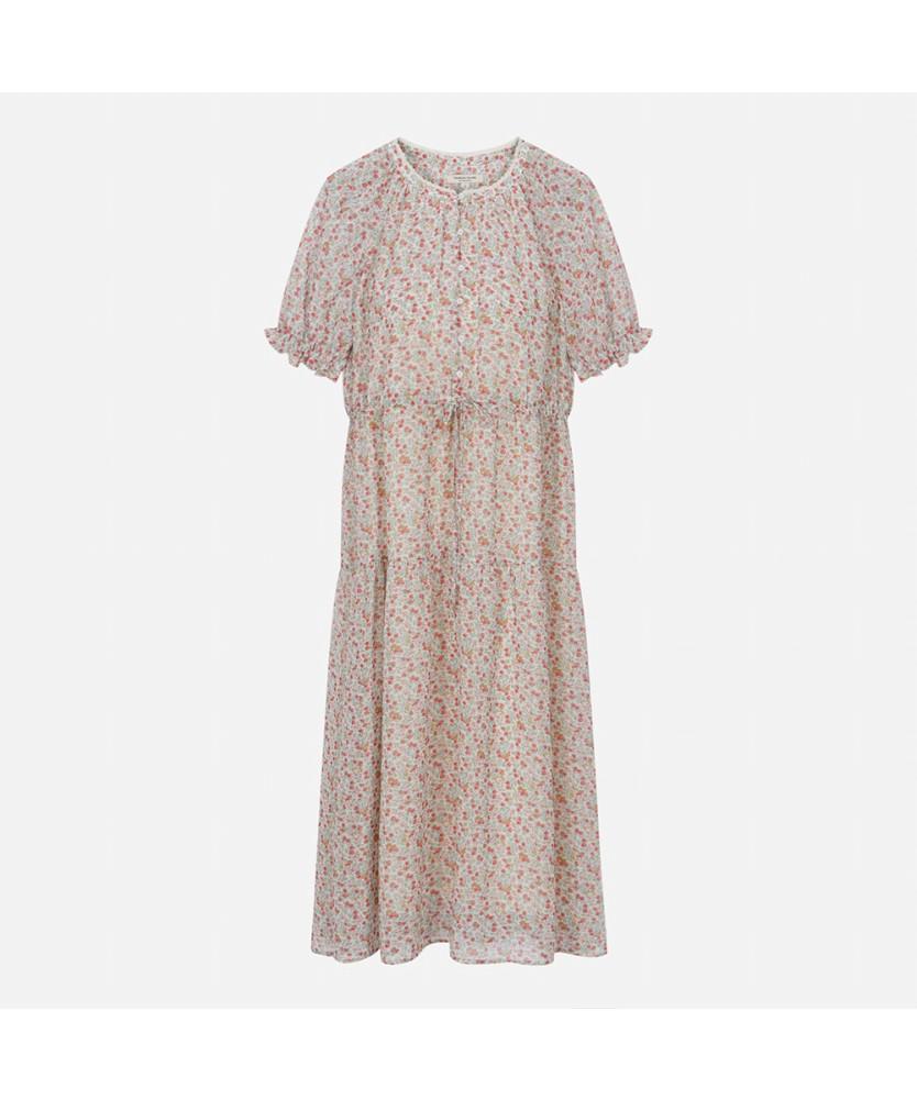 THURSDAY ISLAND Flower Puff Sleeve Long Dress_T264Mop257W