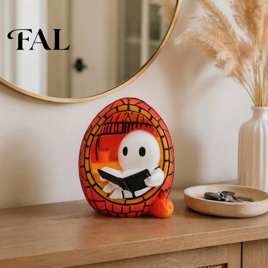 Spooky Bedside Lighting Halloween Reading Ghost Decorative Lamp, Cute LED Night Light, Resin Home Decor Atmosphere Lamp for Bedroom Desk