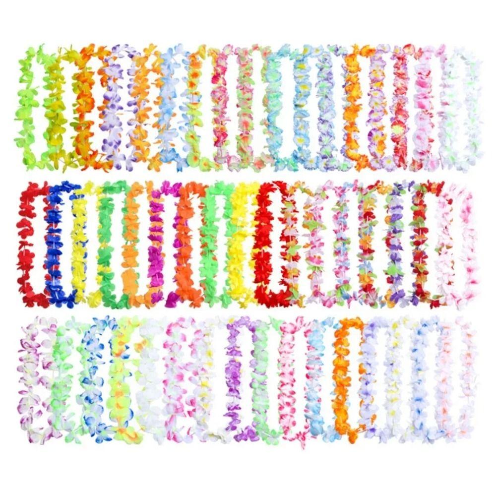 24/50/100Pcs Artificial Hawaiian Leis Vibrant Faux Flower Garland Necklace Summer Pool Party