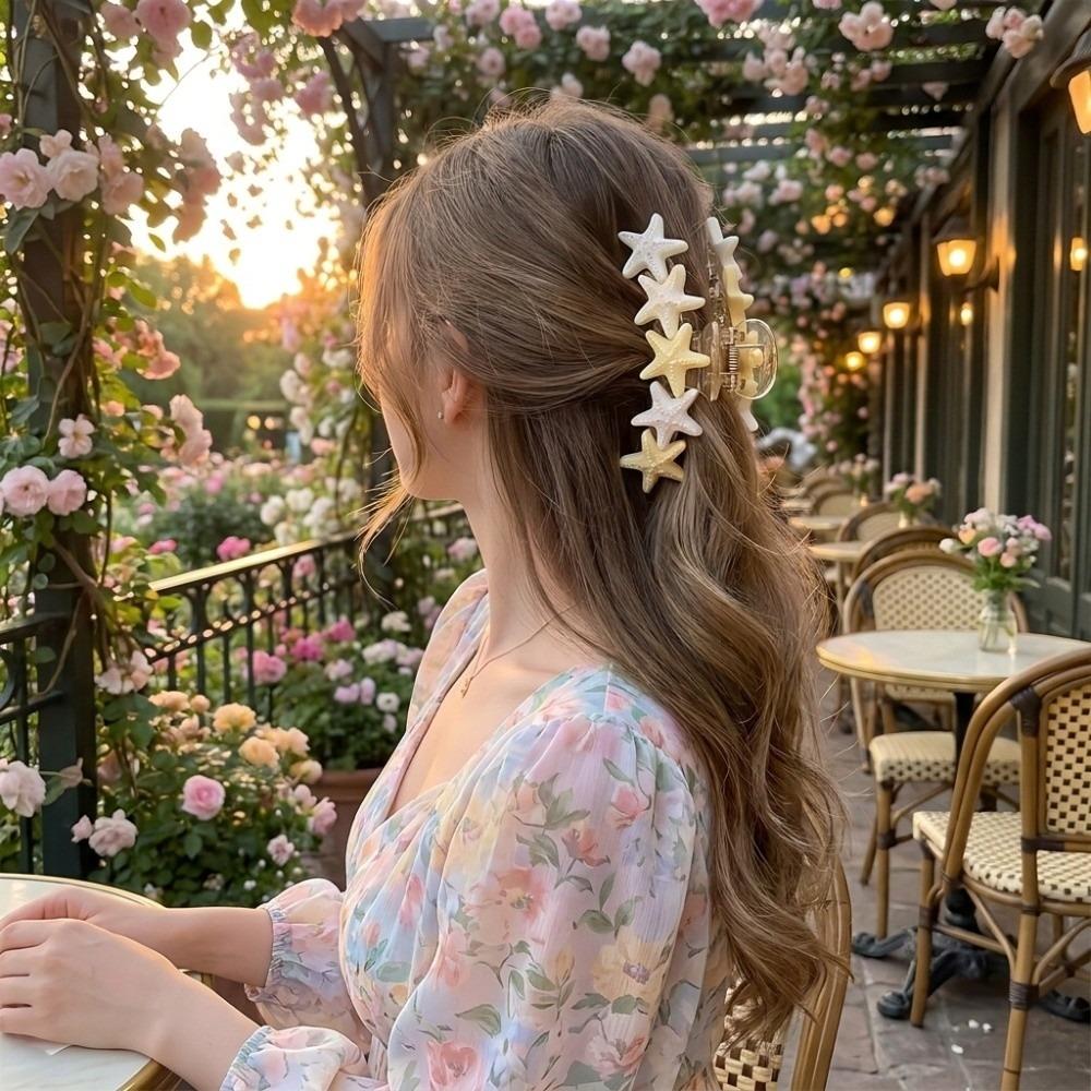 Non-slip Starfish Hair Claw Clip Large Hair Grab Clip Boho Ocean Hair Accessories Commute