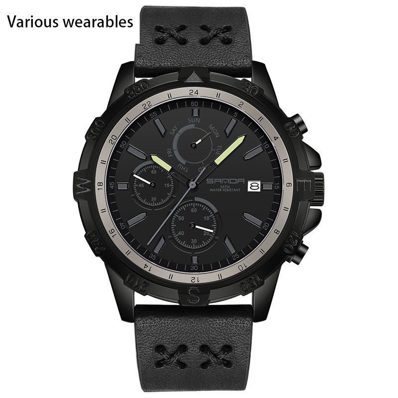 Новые электронные кварцевые мужские часы для альпинизма, спорта, плетеные мужские часы с календарем и тремя глазами и шестью иглами