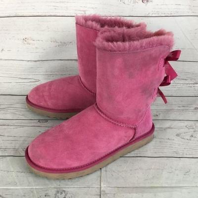 Австралийские дубленки Bailey с бантом сзади, лента, замша, мех, овчина, женские 24.0, розовый(ИСПОЛЬЗОВАЛ)