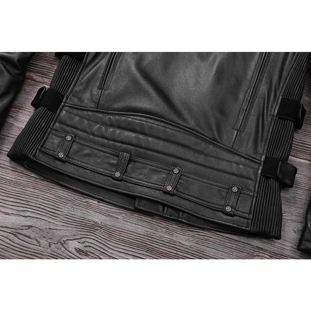 Китайский размер Тяжелая мотоциклетная куртка из натуральной коровьей кожи Верхний слой Повседневный винтажный ретро мото костюм кожаное пальто Зима