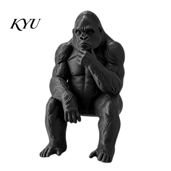 Office Bookshelf Decoration 3D Printed Thinking Gorilla Figurine, Mini Thinker Statue, Decorative Shelf Sitting Statue Modern Minimalist Sculpture for