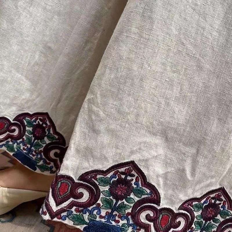 Хлопковые брюки женские летние свободные эластичные повседневные брюки женские вышивка с высокой талией тонкие прямые спортивные штаны большого размера женские