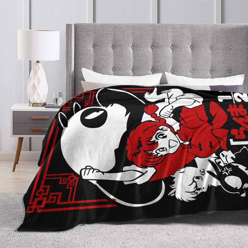 Ranma 12 Blankets Fleece Decoration Anime Rumiko Panda Breathable Lightweight Throw Blanket for Bed Outdoor Plush Thin Quilt