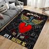 Rock Band Tour Logo with Heart and Wings Non-slip rug suitable for living room and bedroom sofas