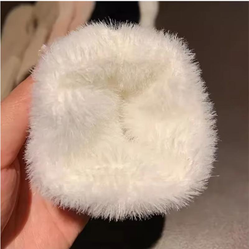 Мягкие зимние перчатки с половиной пальцев женские теплые роскошные однотонные белые плюшевые вязаные перчатки без пальцев варежки для письма