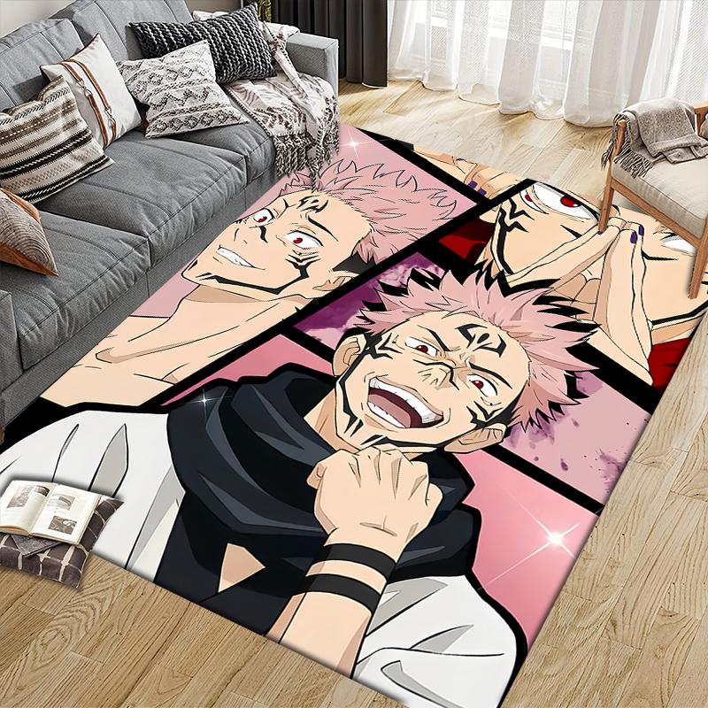 Jujutsu Kaisen Hero Squad Square Area Rug, Non-Slip Floor Mat for Living Room, Perfect Gift for Jujutsu Kaisen Fans.chl