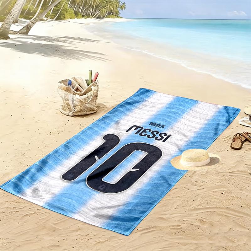 Football Star Messi Beach Towel, Lightweight Beach Towel, Tropical Style, Ideal Holiday Gift For Family