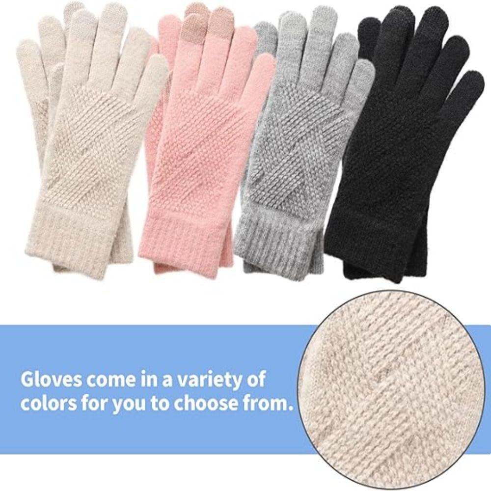 Touchscreen Design Warm Knitted Gloves Plus Velvet Windproof Full Finger Gloves Solid Color Thicken Cycling gloves