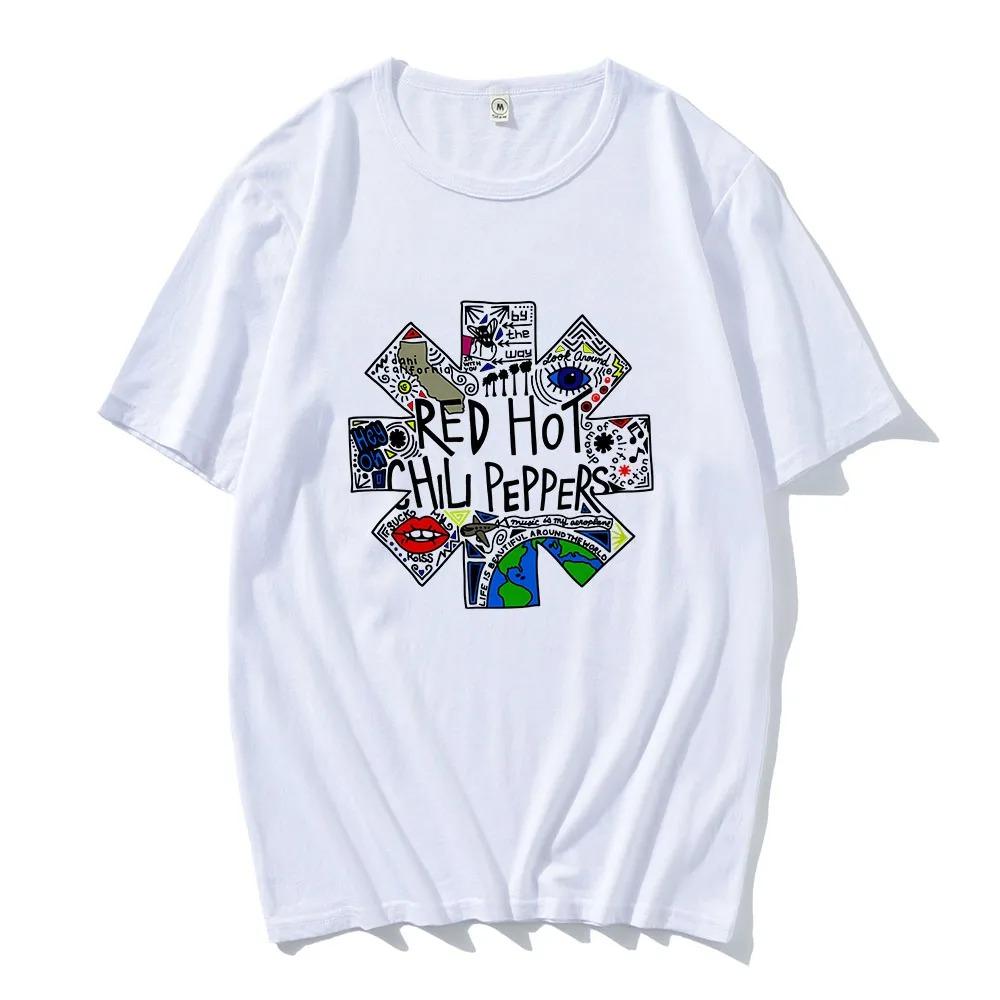 Футболки Red Hot Fire Squid Chili Peppers Летние мужские и женские хлопковые футболки Уличная одежда Хип-хоп Графический принт Рок Футболки Футболка