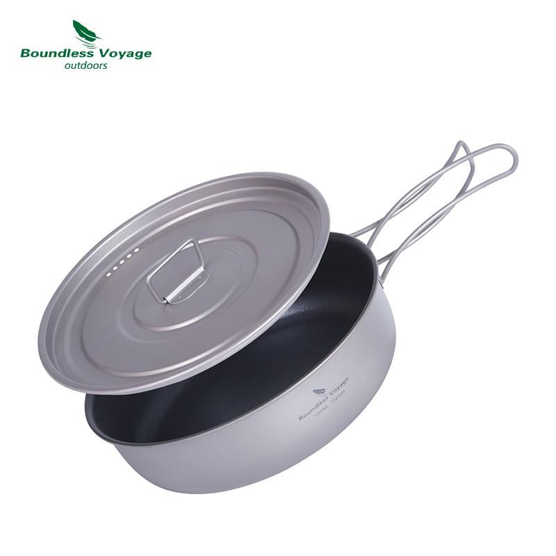 Titanium Camping Frying Pan With Lid 1L Lightweight Portable Cookware Outdoor Hiking Backpacking Solo Cooking