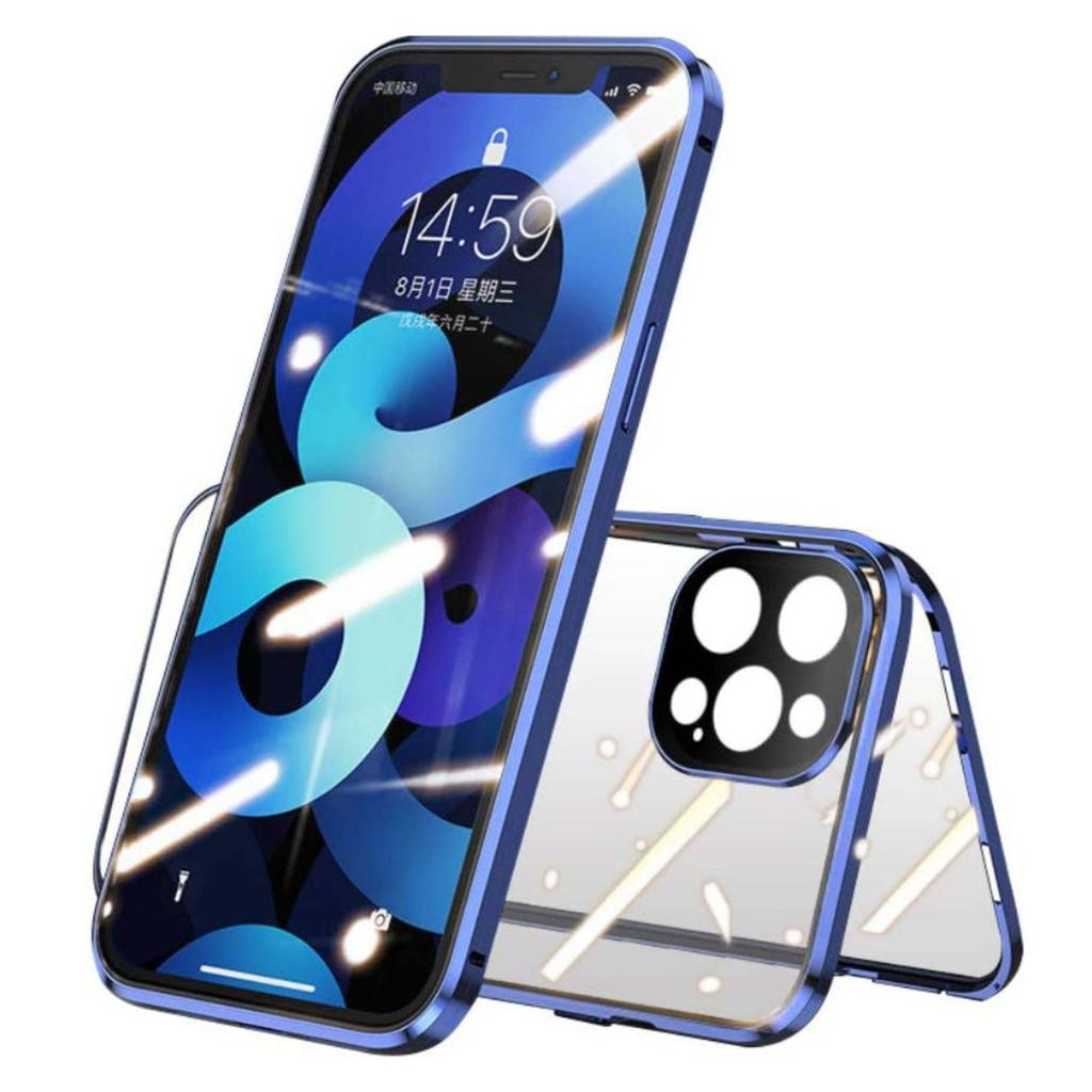 Магнитный чехол для iPhone 17 Pro Max/ 17 Air с металлическим бампером для телефона, двустороннее закаленное стекло, полная защита объектива