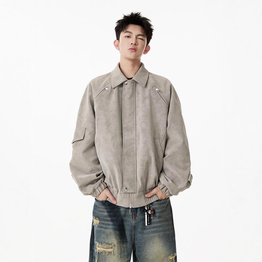 Мужская ретро куртка-косуха из искусственной кожи с двойной молнией и отворотами, с принтом тай-дай