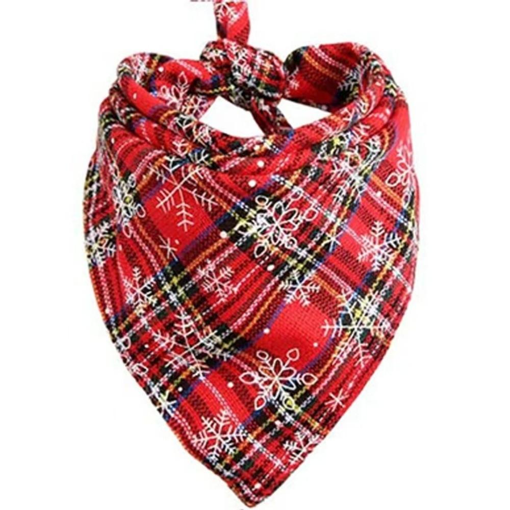 Reversible Design Pet Scarf Buffalo Plaid Pet Neckerchief Christmas Decoration