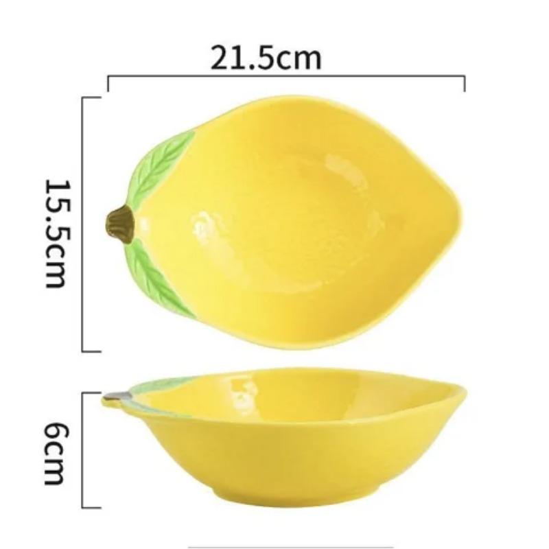 European Lemon Shape Dinner Plate Creative Cute Sauce Dish Ceramic Kitchen Tableware Dessert Breakfast Plate Rice Soup Bowl