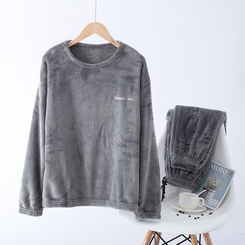 Men's Flannel Pajama Sets Fleece Pjs Winter Warm Lounge Sleepwear Soft Comfy Pajamas for Men Long Sleeve Pullover Tops Lounge Pants Loungewear