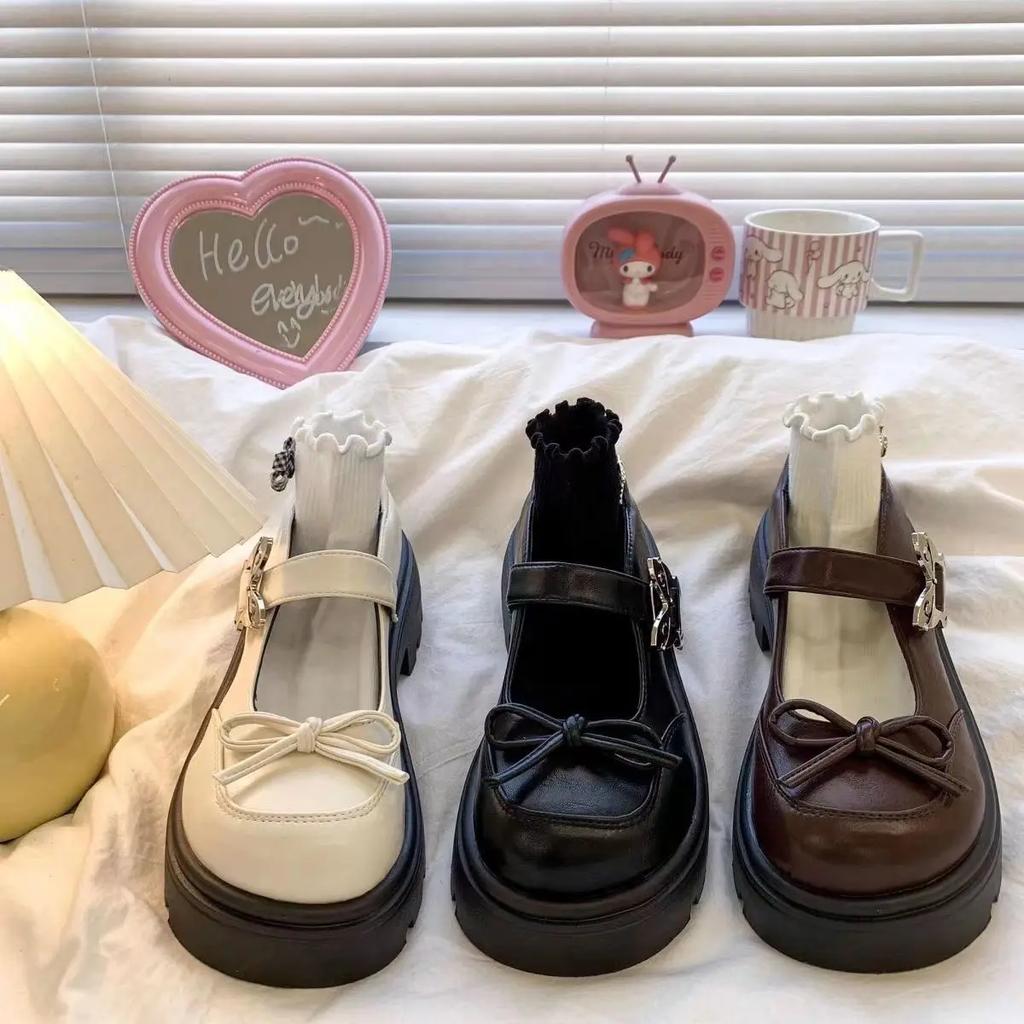 Модные туфли-лодочки в японском стиле Лолита для женщин, женская обувь с бантом, круглый носок, платформа, средний каблук, готические Мэри Джейн, стильные, новейшие, 39
