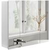 Bathroom Cabinet with Mirror, Wall Mounted, 3 Doors, Adjustable Shelves, 70 X 15 X 60 Cm, White