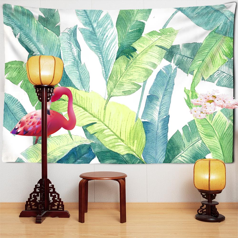 Журавль зеленый пальмовый лист гобелен настенный маленький свежий хиппи TAPIZ богемный декор комнаты фоновая ткань