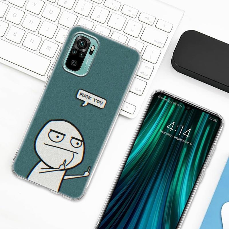 Чехол для телефона с забавным человеком, средним пальцем Fucek для Xiaomi Redmi Note 9s 8 11 7 9 10 Pro 10s 11s, прозрачный чехол Red mi Note 8Pro K40