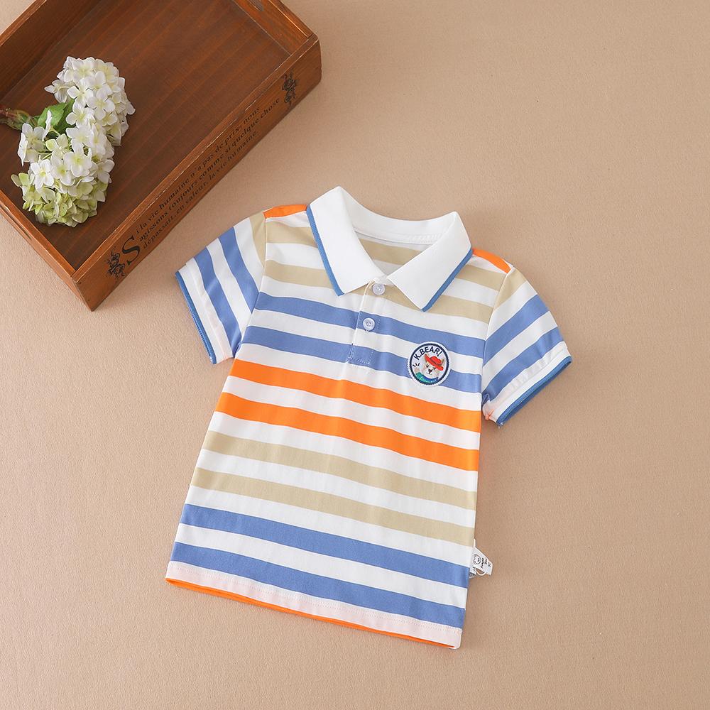Рубашки-поло для маленьких мальчиков, высококачественная летняя полосатая верхняя рубашка с короткими рукавами, одежда для детей от 2 до 6 лет, детские футболки с отложным воротником