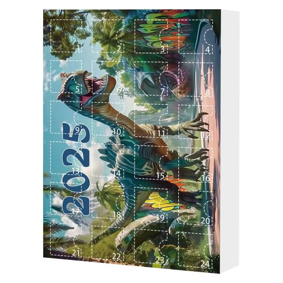 Календарь обратного отсчета до Рождества с динозаврами на 2025 год, Праздничный адвент-календарь с коллекционными подвесными украшениями, Акриловый плоский набор подвесок с буквами динозавров