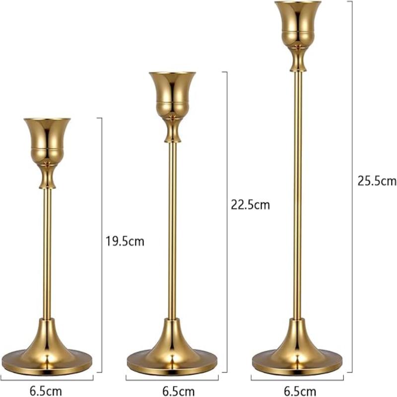 3Pcs Metal Candle Holder Simple Candlestick For Wedding Party Candlelight Dinner