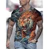 Men T-Shirt Summer Loose and Breathable Short Sleeve Lion Print Tops Round Neck Fashion Clothing Men Clothing Low Price T-Shirt