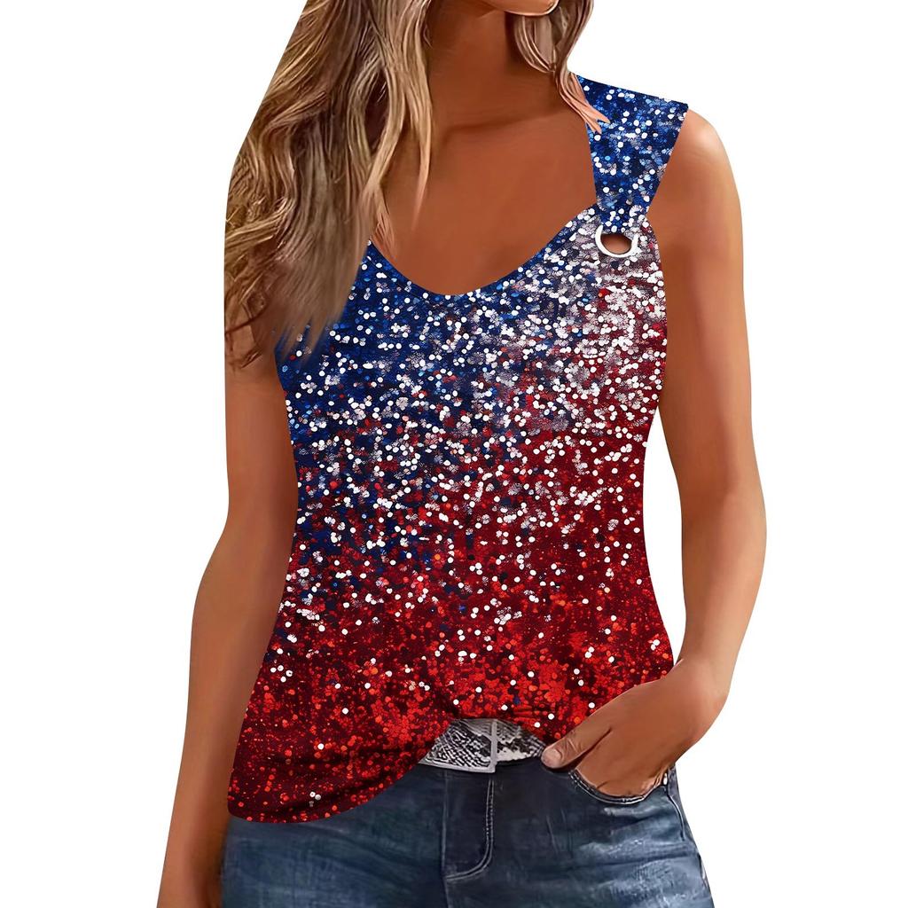 Womens Tank Top V Neck Basic Printed Casual Flowy Summer Sleeveless Deep Side Cut Tops For Women