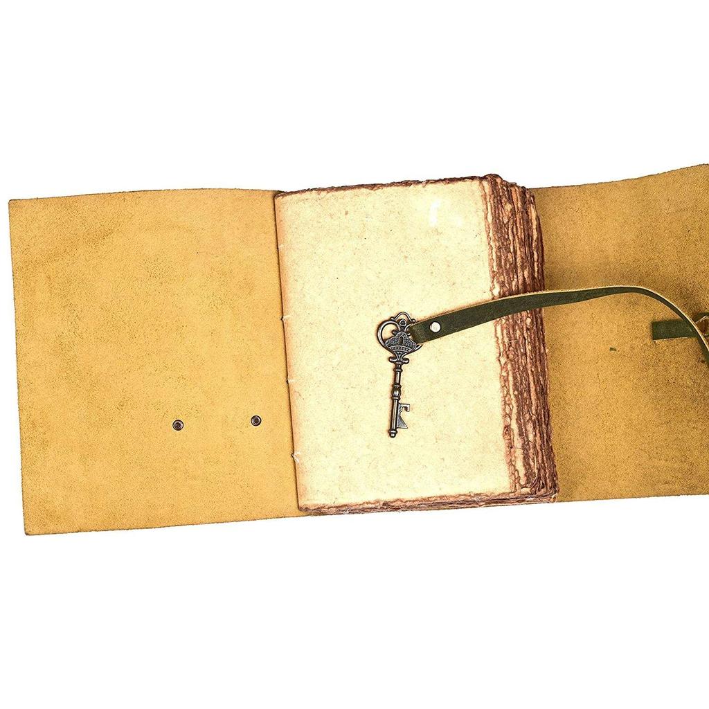 Винтажный кожаный дневник ручной работы - Винтажные страницы ручной работы - Старинная застежка на ключ - Шоколадно-коричневый цвет. Размер 6x4 дюйма