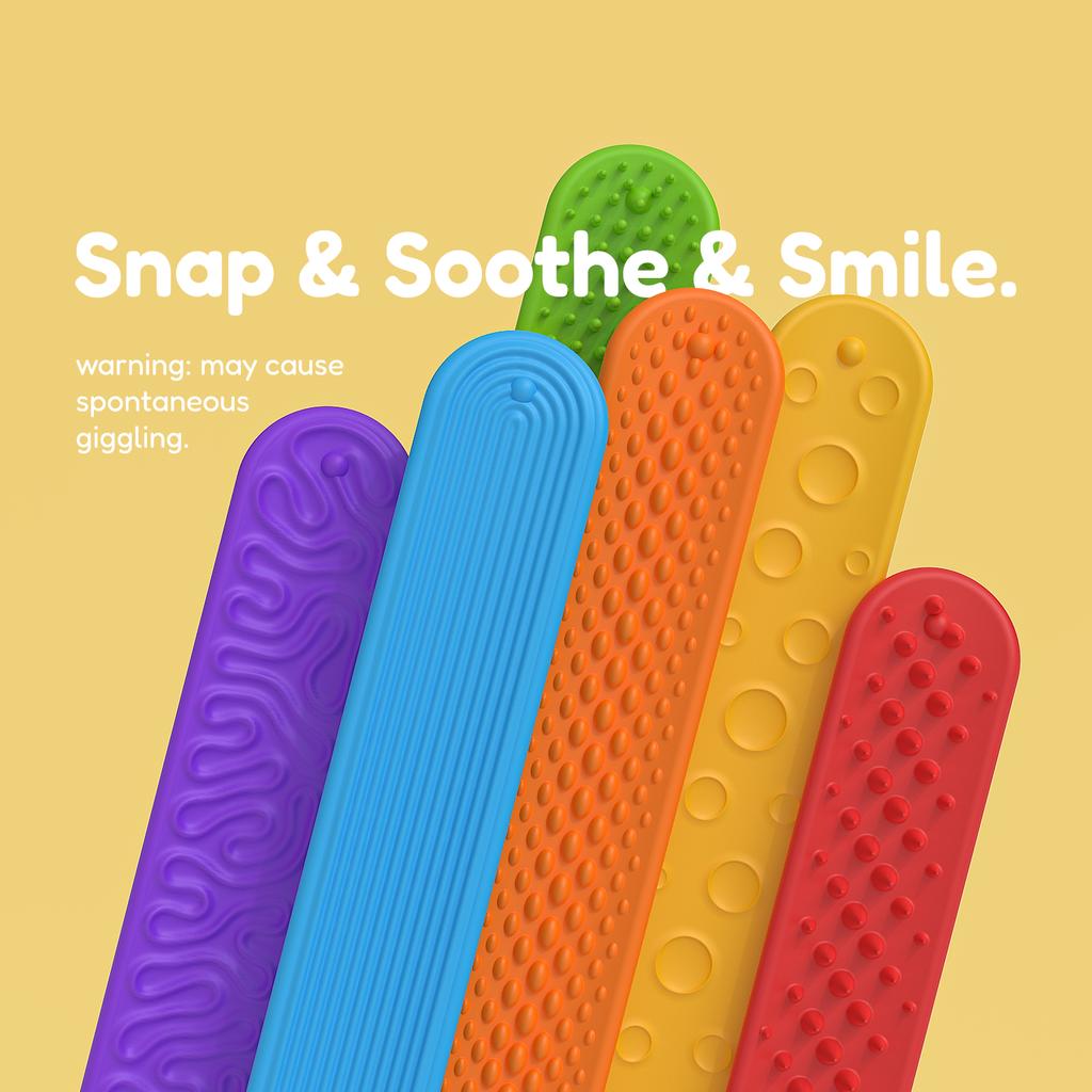 Набор из 6 браслетов-слэпов, сенсорные игрушки из текстурированного силикона для детей с аутизмом, успокаивающая сенсорная игрушка для особых потребностей, фиджеты
