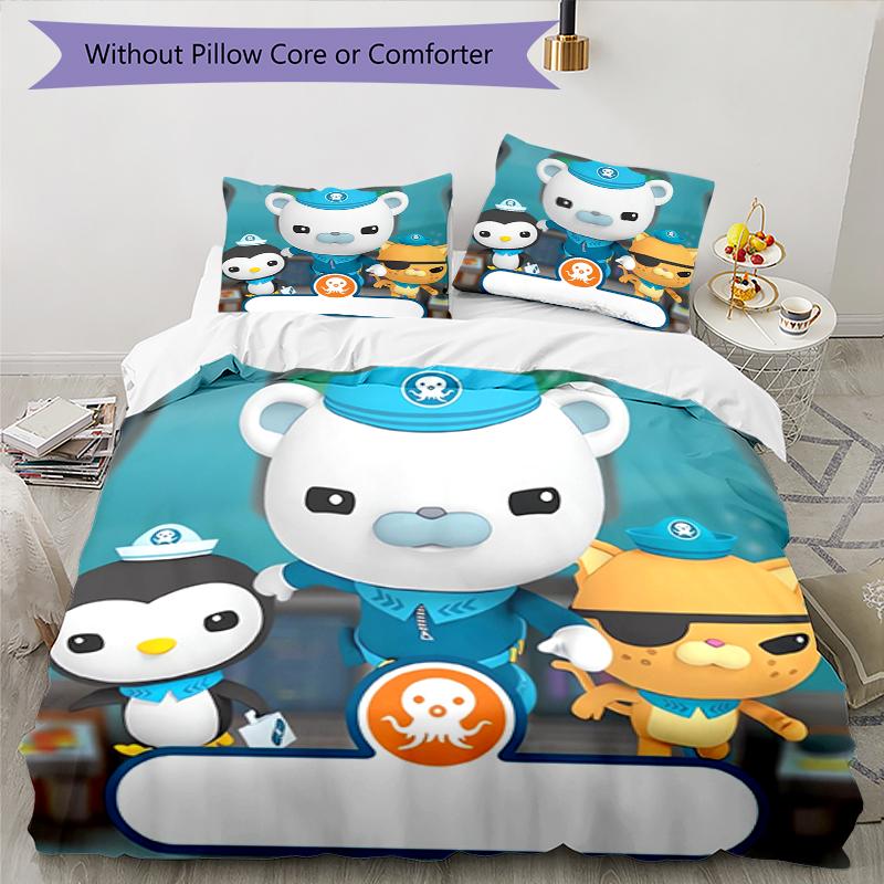 3pcs The Octonauts Bedding Set Duvet Cover Closure Includes 1 Duvet Cover & 2 Pillowcases, Soft and Comfortable for All Seasons.