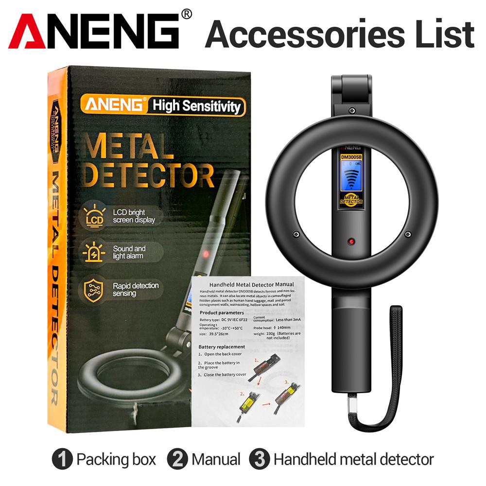 Новый высокоточный ручной металлоискатель ANENG DM3005B для поиска под землей, быстрый датчик, звуковой сигнал, вибрационный сигнал, складной тестовый инструмент, цифровой дисплей