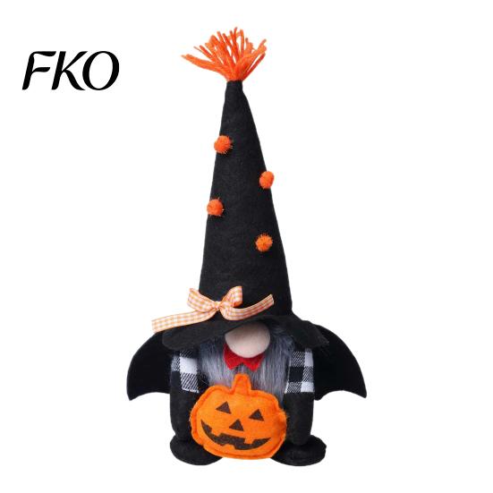 Holiday Gnome Decoration Halloween Plush Decoration, Spooky Orange Black Boo Pumpkin Swedish Tomte Decorative Toys Figurine, Elf Dwarf Ornaments