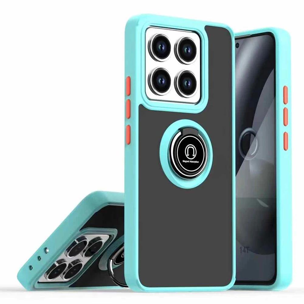 Держатель брони Funda для Xiaomi 14T Pro Чехол Полупрозрачный Матовый Чехол-подставка с кольцом Защитная задняя крышка для Xiaomi 14T Противоударная Capa