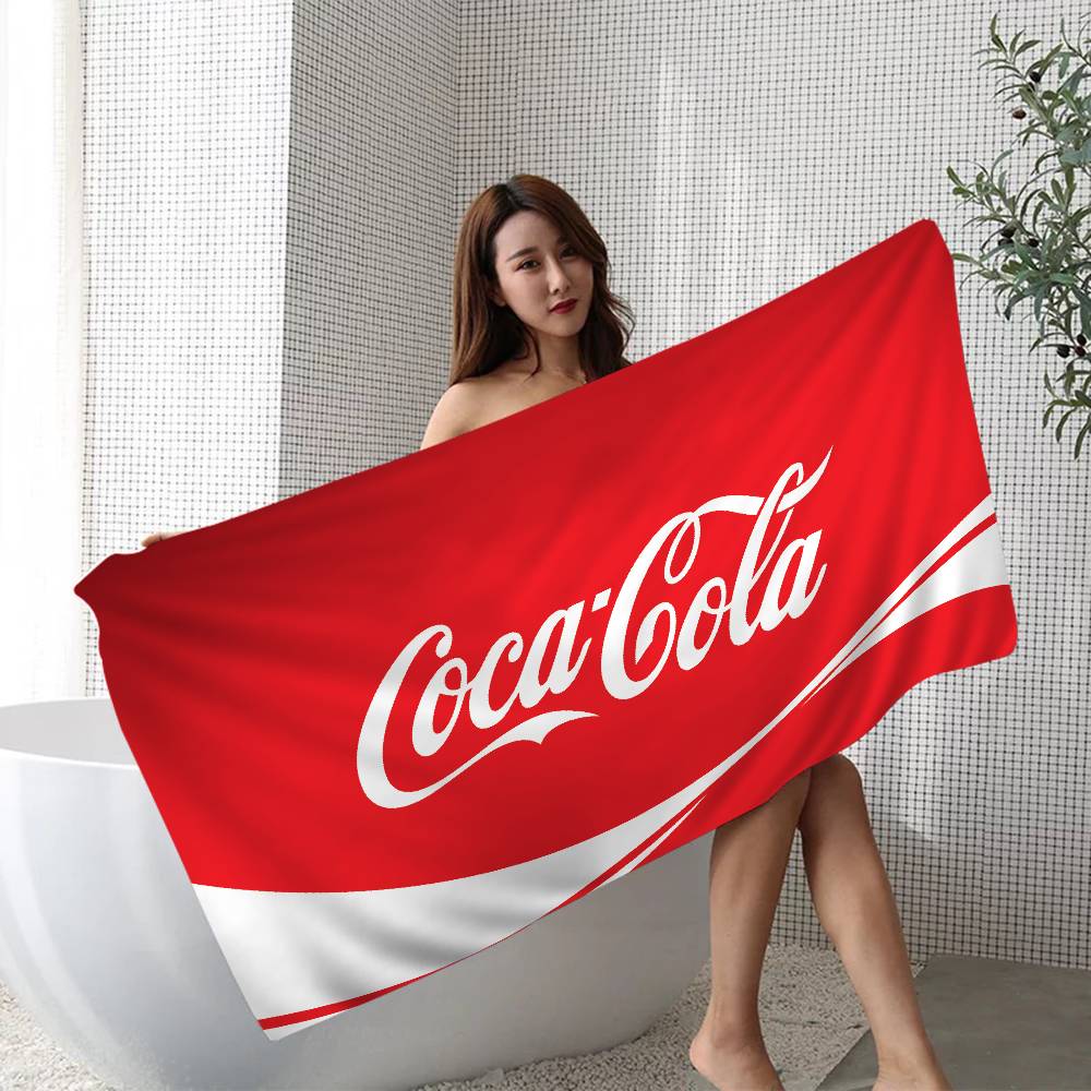 Газированный напиток C-Логотип Coca-Cola Аниме Пляжное полотенце для плавания Мягкое впитывающее кухонное полотенце Детские подарки Для детей Путешествия Кемпинг Тренажерный зал