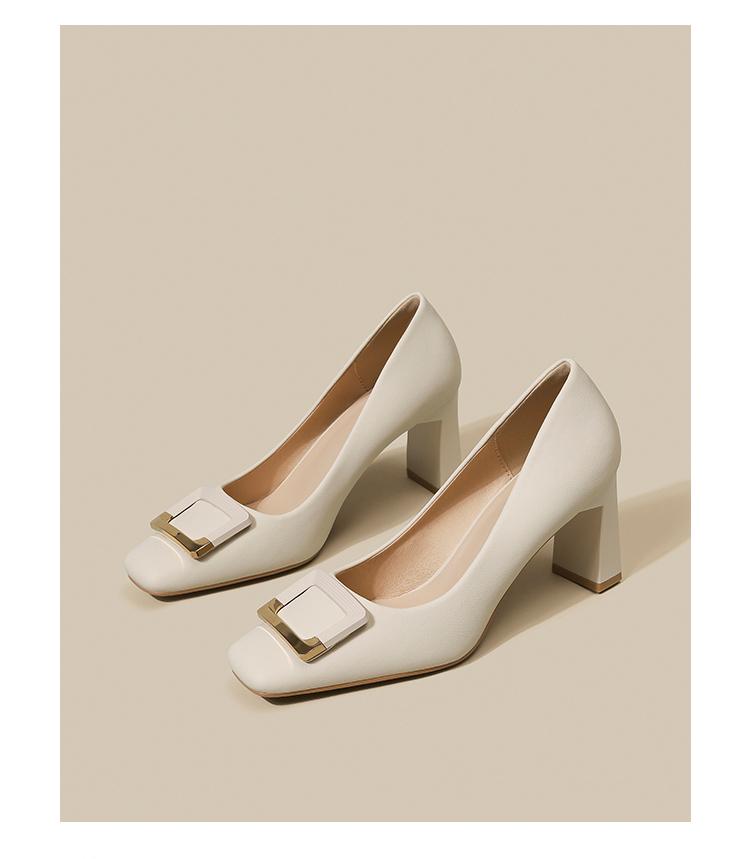 Мода Весна новые квадратный носок толстый каблук женские туфли-лодочки с пряжкой профессиональные туфли на высоком каблуке