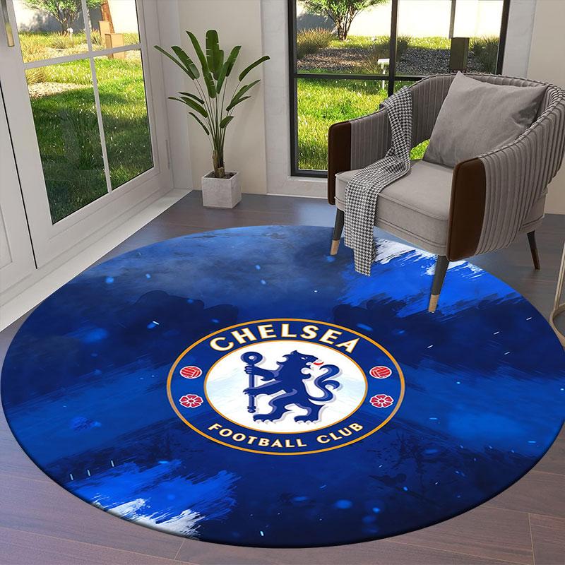 Круглый ковер Chelsea F, Ковер для гостиной, спальни, дивана, игровой комнаты, Нескользящий коврик для пола