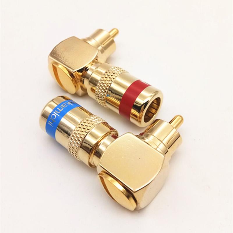 Middle Way Чистая медь 90° Г-образный RCA Лотос Угловой AV-кабель Штекерный терминал