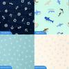 Mini Set of 6 in Gauze Handkerchiefs with Cute Refreshing Marine Square Set [cluster] Kids' Handkerchiefs, [Made Japan] Patterns,